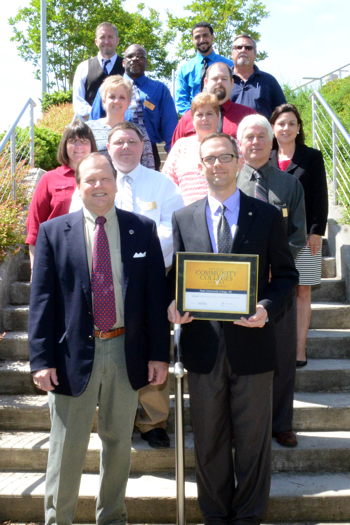 Pictured from left, NCC President Dr. Bill Carver and Chief Information Officer Jonathan Vester, with Institutional Technology and Marketing staff. The teams recently earned 8th place in the U.S. for the college's digital presence among colleges of the same size.